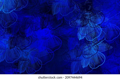 Dark BLUE vector elegant template with flowers. Creative illustration in blurred style with flowers. Pattern for wallpapers, coloring books.