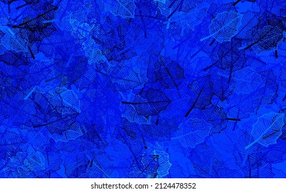 Dark BLUE vector elegant template with leaves. Glitter abstract illustration with doodles and leaves. Brand new style for your business design.