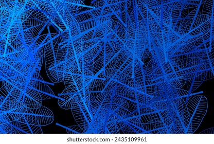 Dark BLUE vector elegant template with flowers, leaves. Leaves and flowers with gradient on white background. New template for your brand book.