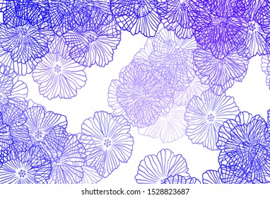 Dark BLUE vector elegant wallpaper with leaves. Colorful illustration in doodle style with flowers. Pattern for heads of websites, designs.