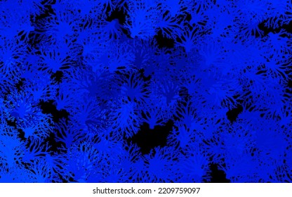 Dark BLUE vector elegant wallpaper with flowers. Doodle illustration of flowers in Origami style. New template for your brand book.