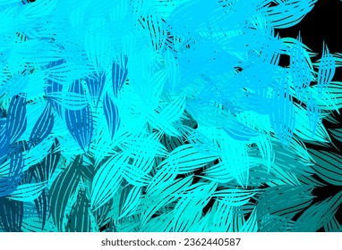 Dark BLUE vector elegant wallpaper with leaves. Shining colored illustration with leaves in doodle style. Brand new style for your business design.
