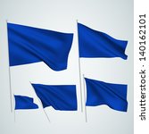 Dark blue vector flags. A set of 5 wavy 3D flags created using gradient meshes. EPS 8 vector