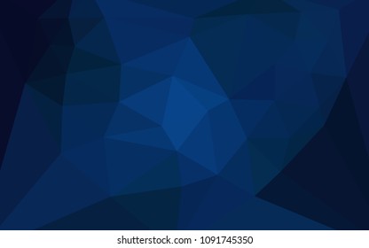 Dark BLUE vector gradient triangles texture with a heart in a centre. Shining colorful illustration with triangles. Template for cell phone's backgrounds.