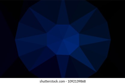 Dark BLUE vector gradient triangles pattern with a gem in a centre. Colorful illustration with gradient. Best triangular design for your business.