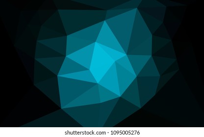 Dark BLUE vector gradient triangles pattern with a heart in a centre. Abstract illustration with an elegant triangles. Best triangular design for your business.