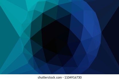 Dark BLUE vector gradient triangles pattern with a gem in a centre. Colorful abstract illustration with triangles. Template for cell phone's backgrounds.