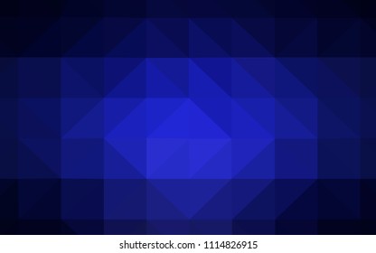 Dark BLUE vector gradient triangles template. A sample with polygonal shapes. Triangular pattern for your design.