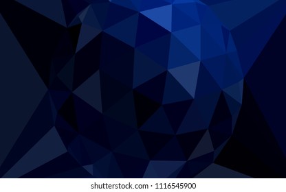 Dark BLUE vector gradient triangles texture with a gem in a centre. Triangular geometric sample with gradient.  Textured pattern for your backgrounds.