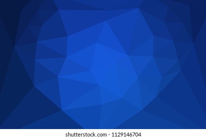 Dark BLUE vector gradient triangles texture with a heart in a centre. Illustration in mosaic style with gradient.  Best triangular design for your business.