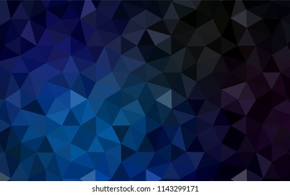 Dark BLUE vector gradient triangles template. Triangular geometric sample with gradient.  Triangular pattern for your design.