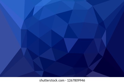Dark BLUE vector gradient triangles pattern with a gem in a centre. Polygonal illustration, which consists of triangles. New template for your brand book.