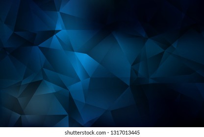 Dark BLUE vector gradient triangles template. Geometric illustration in Origami style with gradient.  Completely new template for your banner.