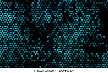 Dark BLUE vector greeting Card Happy Valentine's Day. Pattern with isolated hearts on the white background. Colored illustration for your banner, website, advert.