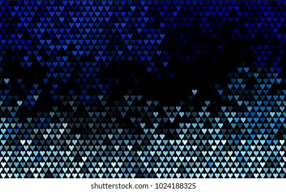 Dark BLUE vector greeting Card Happy Valentine's Day. Pattern with isolated hearts on the white background. Colored illustration for your banner, website, advert.