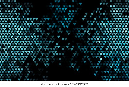 Dark BLUE vector greeting Card Happy Valentine's Day. Pattern with isolated hearts on the white background. Colored illustration for your banner, website, advert.