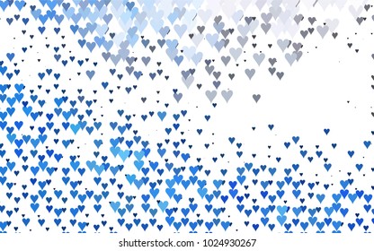 Dark BLUE vector greeting Card Happy Valentine's Day. Pattern with isolated hearts on the white background. Colored illustration for your banner, website, advert.