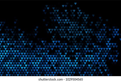 Dark BLUE vector greeting Card Happy Valentine's Day. Pattern with isolated hearts on the white background. Colored illustration for your banner, website, advert.