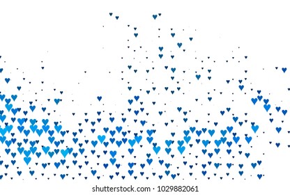 Dark BLUE vector greeting Card Happy Valentine's Day. Pattern with isolated hearts on the white background. Colored illustration for your banner, website, advert.