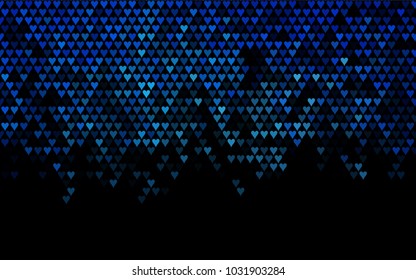 Dark BLUE vector greeting Card Happy Valentine's Day. Pattern with isolated hearts on the white background. Colored illustration for your banner, website, advert.