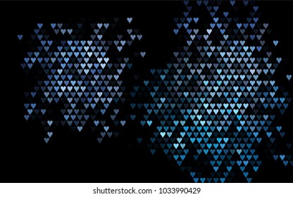 Dark BLUE vector greeting Card Happy Valentine's Day. Pattern with isolated hearts on the white background. Colored illustration for your banner, website, advert.