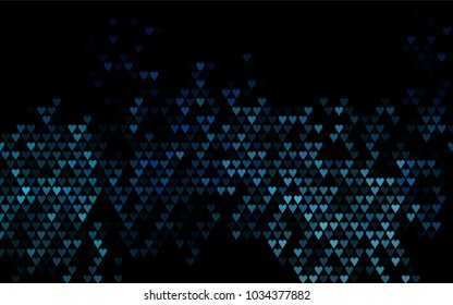 Dark BLUE vector greeting Card Happy Valentine's Day. Pattern with isolated hearts on the white background. Colored illustration for your banner, website, advert.