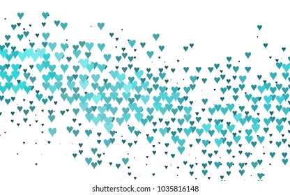 Dark BLUE vector greeting Card Happy Valentine's Day. Pattern with isolated hearts on the white background. Colored illustration for your banner, website, advert.