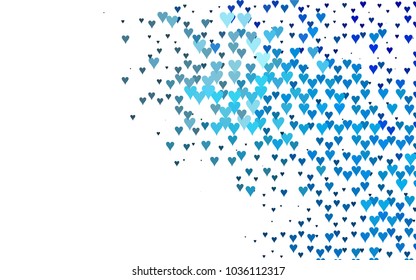Dark BLUE vector greeting Card Happy Valentine's Day. Pattern with isolated hearts on the white background. Colored illustration for your banner, website, advert.