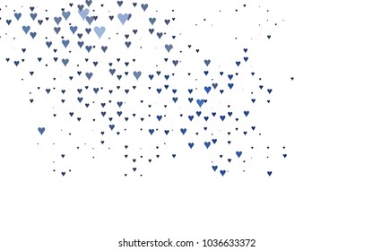 Dark BLUE vector greeting Card Happy Valentine's Day. Pattern with isolated hearts on the white background. Colored illustration for your banner, website, advert.