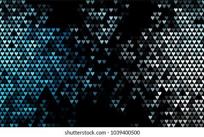 Dark BLUE vector greeting Card Happy Valentine's Day. Pattern with isolated hearts on the white background. Colored illustration for your banner, website, advert.