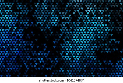 Dark BLUE vector greeting Card Happy Valentine's Day. Pattern with isolated hearts on the white background. Colored illustration for your banner, website, advert.