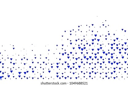 Dark BLUE vector greeting Card Happy Valentine's Day. Pattern with isolated hearts on the white background. Colored illustration for your banner, website, advert.