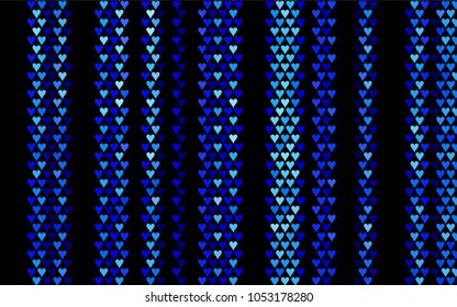 Dark BLUE vector greeting Card Happy Valentine's Day. Pattern with isolated hearts on the white background. Colored illustration for your banner, website, advert.
