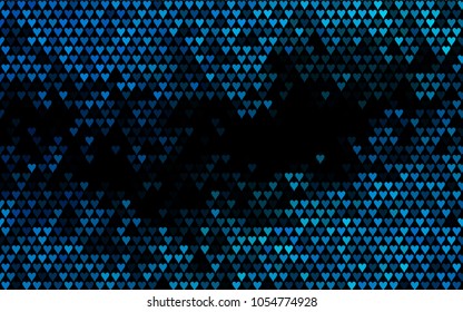 Dark BLUE vector greeting Card Happy Valentine's Day. Pattern with isolated hearts on the white background. Colored illustration for your banner, website, advert.
