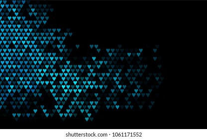 Dark BLUE vector greeting Card Happy Valentine's Day. Pattern with isolated hearts on the white background. Colored illustration for your banner, website, advert.