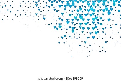 Dark BLUE vector greeting Card Happy Valentine's Day. Pattern with isolated hearts on the white background. Colored illustration for your banner, website, advert.