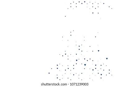 Dark BLUE vector greeting Card Happy Valentine's Day. Pattern with isolated hearts on the white background. Colored illustration for your banner, website, advert.