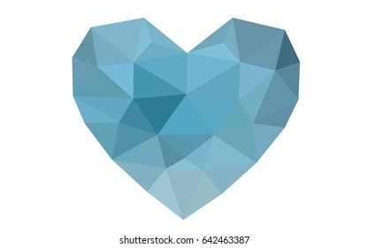 DARK BLUE vector greeting Card Happy Valentine's Day. Lettering with hearts on the white polygonal background. Colored triangular illustration for your business.
