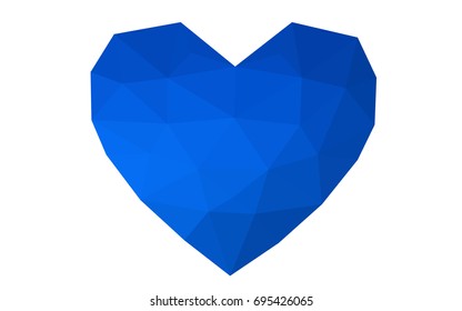 DARK BLUE vector greeting Card Happy Valentine's Day. Lettering with hearts on the white polygonal background. Colored triangular illustration for your business.