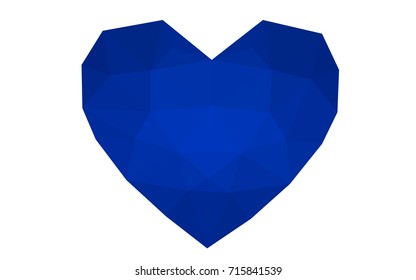 DARK BLUE vector greeting Card Happy Valentine's Day. Lettering with hearts on the white polygonal background. Colored triangular illustration for your business.