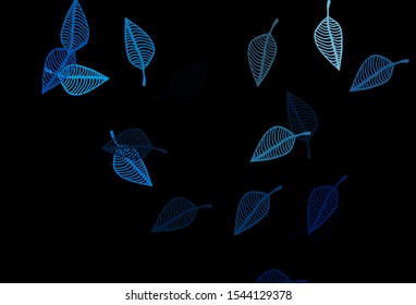 Dark BLUE vector hand painted texture. Colorful abstract illustration with leaves in doodle style. The best blurred design for your business.