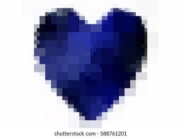 DARK BLUE vector heart isolated on white background. Geometric rumpled rectangular low poly origami style gradient graphic illustration. Polygonal design for your business.