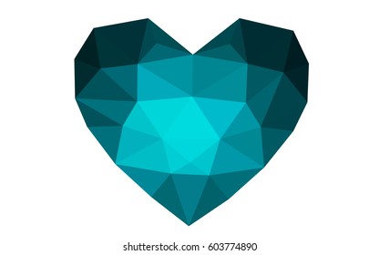 DARK BLUE vector heart isolated on white background. Geometric rumpled triangular low poly origami style gradient graphic illustration. Polygonal design for your business.