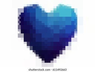DARK BLUE vector heart isolated on white background. Geometric rumpled rectangular low poly origami style gradient graphic illustration. Polygonal design for your business.