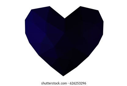 DARK BLUE vector heart isolated on white background. Geometric rumpled triangular low poly origami style gradient graphic illustration. Polygonal design for your business.