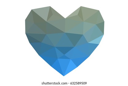 DARK BLUE vector heart isolated on white background. Geometric rumpled triangular low poly origami style gradient graphic illustration. Polygonal design for your business.