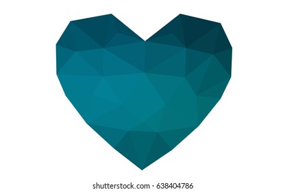 DARK BLUE vector heart isolated on white background. Geometric rumpled triangular low poly origami style gradient graphic illustration. Polygonal design for your business.