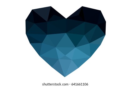 DARK BLUE vector heart isolated on white background. Geometric rumpled triangular low poly origami style gradient graphic illustration. Polygonal design for your business.