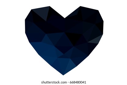 DARK BLUE vector heart isolated on white background. Geometric rumpled triangular low poly origami style gradient graphic illustration. Polygonal design for your business.