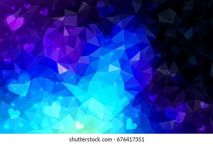 DARK BLUE vector heart isolated on white background. Geometric rumpled triangular low poly origami style gradient graphic illustration. Polygonal design for your business.